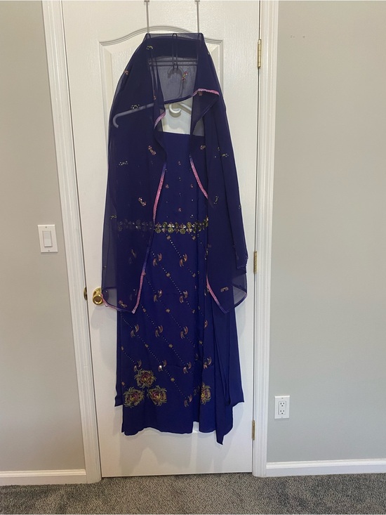 Other - Embellished Navy Blue Formal  3 piece unstitched Indian dress top,bottom dupata